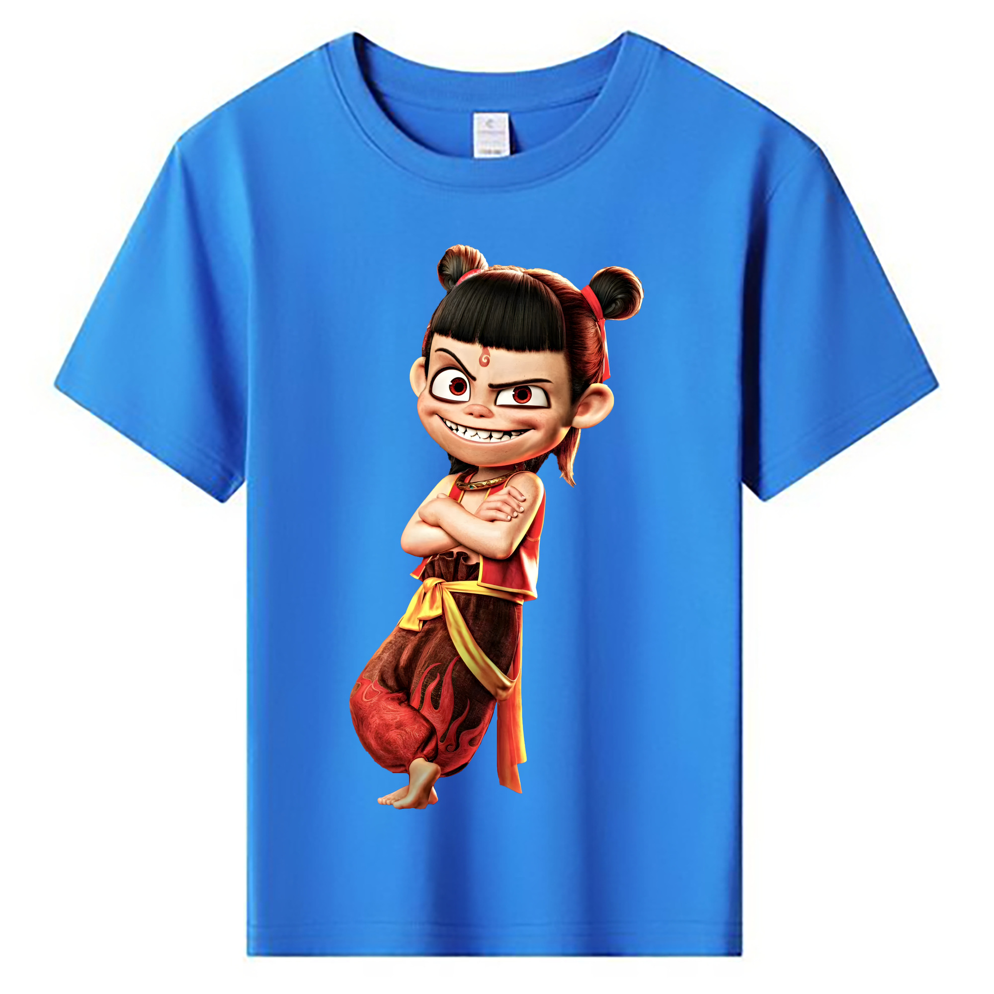 （画像用） Ne Zha 2 ナタ 魔童の大暴れ 綿100％キッズTシャツ（フロントプリント）